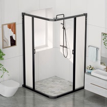 Curved shower room right-angle invisible shower curtain Chinese style bathroom partition without punching dry and wet separation waterproof and mildew-proof magnetic suction