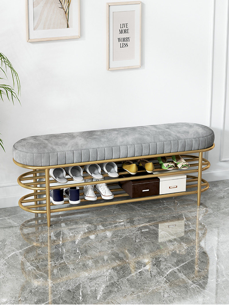Nordic light and luxurious door-to-door dressing stool into the family shoe cabinet can be sat in shoes stools for home entry door storage stool metal shoe rack