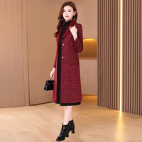 Красный осенний плащ, элитная длинная куртка для матери, яркий броский стиль, изысканный стиль, средней длины, подходит для подростков, в западном стиле