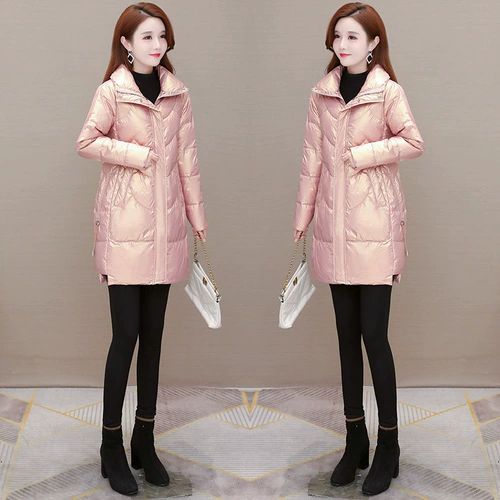 Глянцевый бархатный брендовый пуховик, куртка, коллекция 2022, утиный пух, 2023