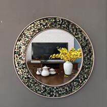 European retro colorful bathroom mirror Mediterranean bathroom decorative cosmetic mirror round bathroom mirror bathroom mirror