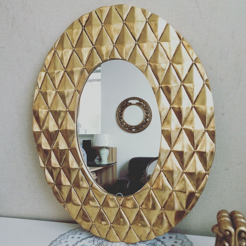 O-shaped Oval Bathroom Mirror Modern Retro Handwashing Desk Make-up Room Makeup Mirror Dressing Mirror Fitting Bathroom Mirror