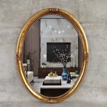 Factory European-style porch mirror American retro black oval bathroom mirror makeup mirror wall-mounted bathroom decoration mirror
