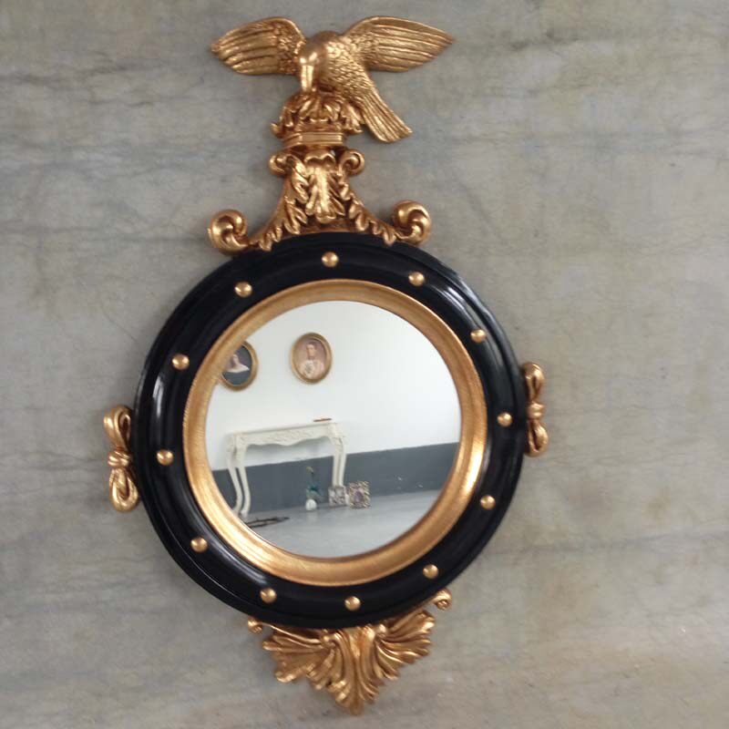 Eurostyle Bathroom Mirror Wall-mounted Mirror Round Make-up Mirror Retro Golden Bathroom Mirror Hyun Guan Mirror Cosmetic Mirror Eagle Decoration