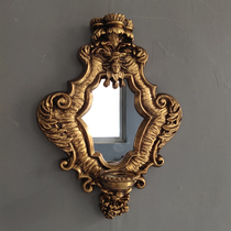 European and American bar wall decoration hanging art retro gold hollow relief wall hanging crafts bathroom mirror makeup