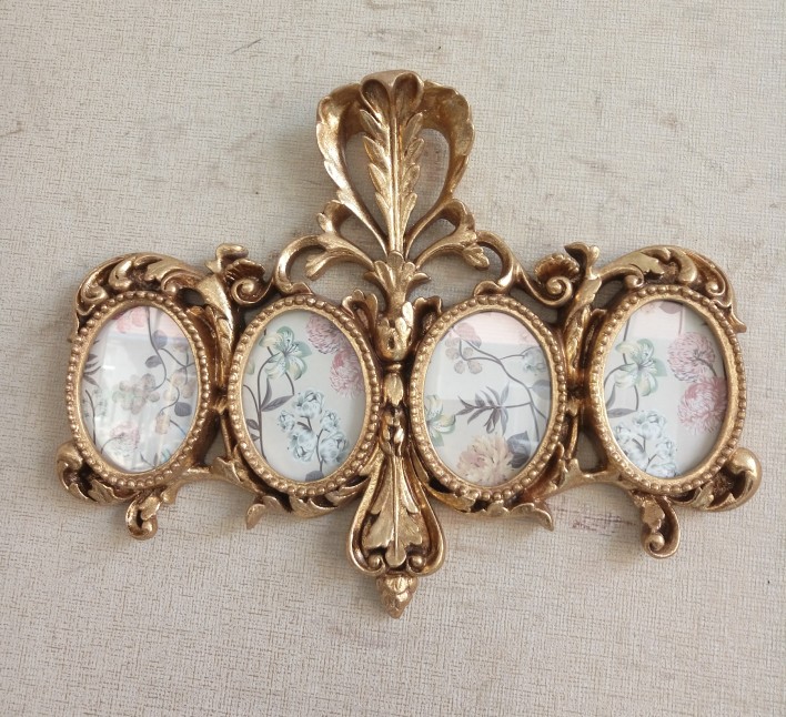 Retro European-style wall-mounted photo wall Full family Fogift craft album frame round to make old golden children's photo frame-Taobao