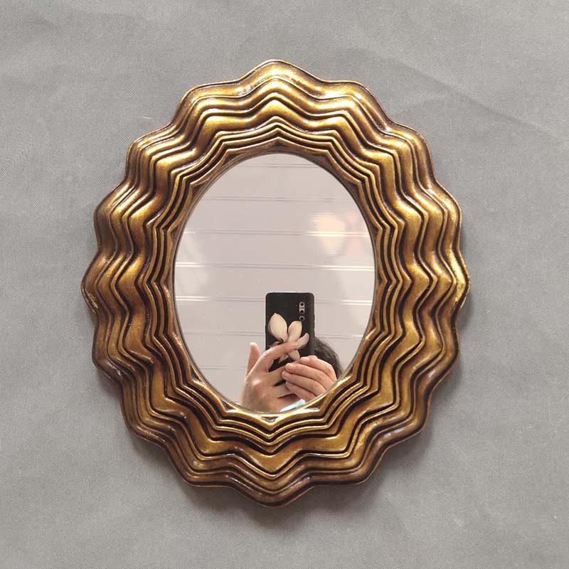 European mirror round mirror makeup mirror makeup mirror porch decoration wall mirror retro oval bathroom mirror bathroom mirror