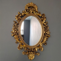 Retro European golden bathroom mirror new bathroom mirror oval mirror wall-mounted makeup mirror decorative mirror bathroom mirror