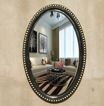 Imitated Wood European bathroom mirror modern retro oval bathroom mirror makeup mirror Mediterranean Mirror Mirror fitting mirror decorative mirror