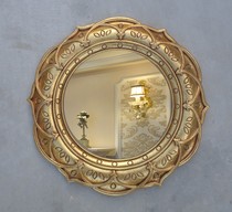 Manufacturer European flower bathroom mirror retro gold decorative mirror wall hanging entrance makeup mirror bathroom bathroom round mirror