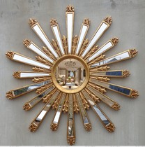 Retro gold European mosaic American porch mirror bar wall mirror sun-shaped makeup decorative mirror