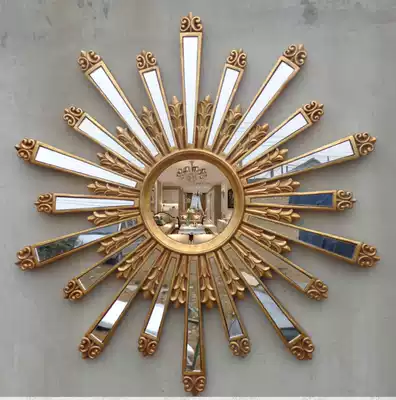 New retro European mosaic American porch mirror bar wall mirror sun-shaped makeup decorative mirror