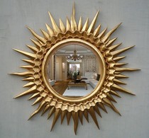 New European retro bathroom mirror cosmetic mirror porch mirror Sun bathroom mirror American fireplace decorative mirror wall hanging