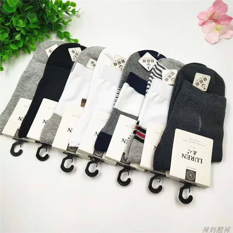 Deer đích thực Mùa xuân và mùa hè chải bông kinh doanh bình thường phần lưới mỏng vớ thoải mái ống nam 7018 tất chân