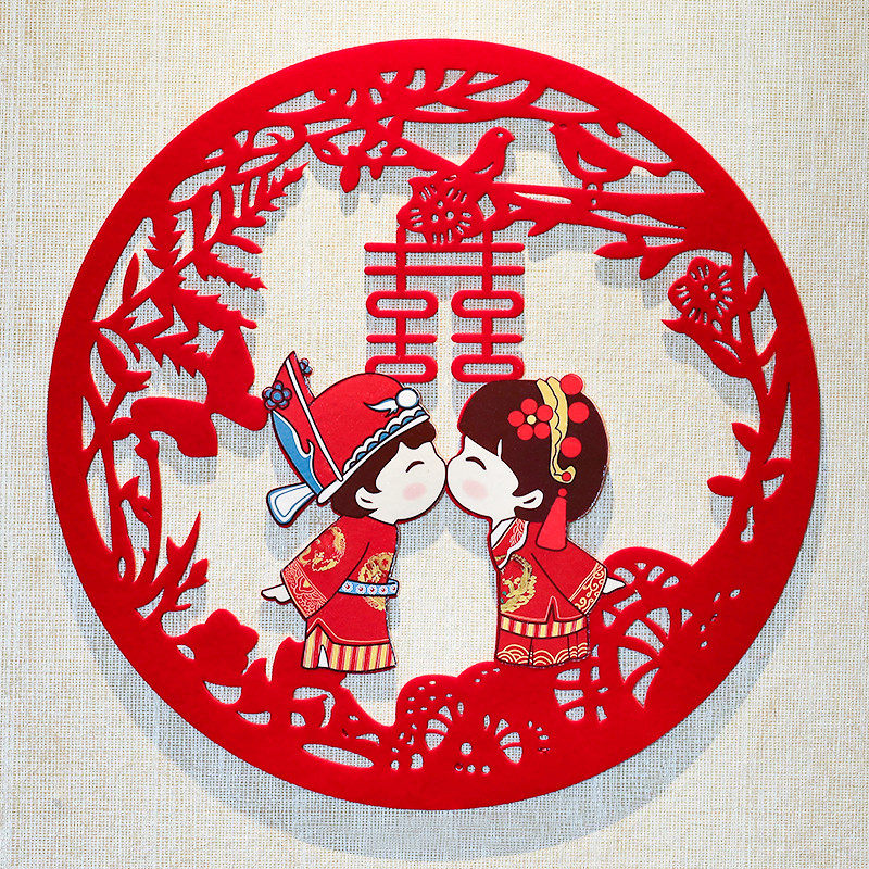 Cartoon Comedy wedding wedding decorated with a set of happy words stickers for wedding with a door glass sticker on the door