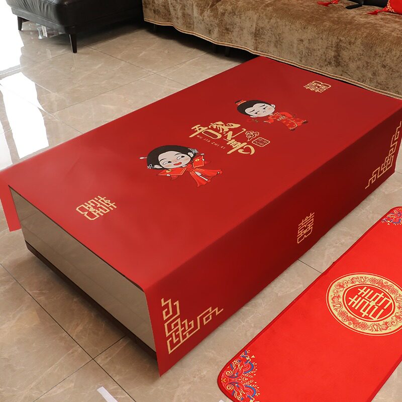 Wedding Supplies Living Room Red Table Cloth Engagement Tea Table Cloth Happy Word Happy Event Wedding Wedding Festivities Table Cover Cloth