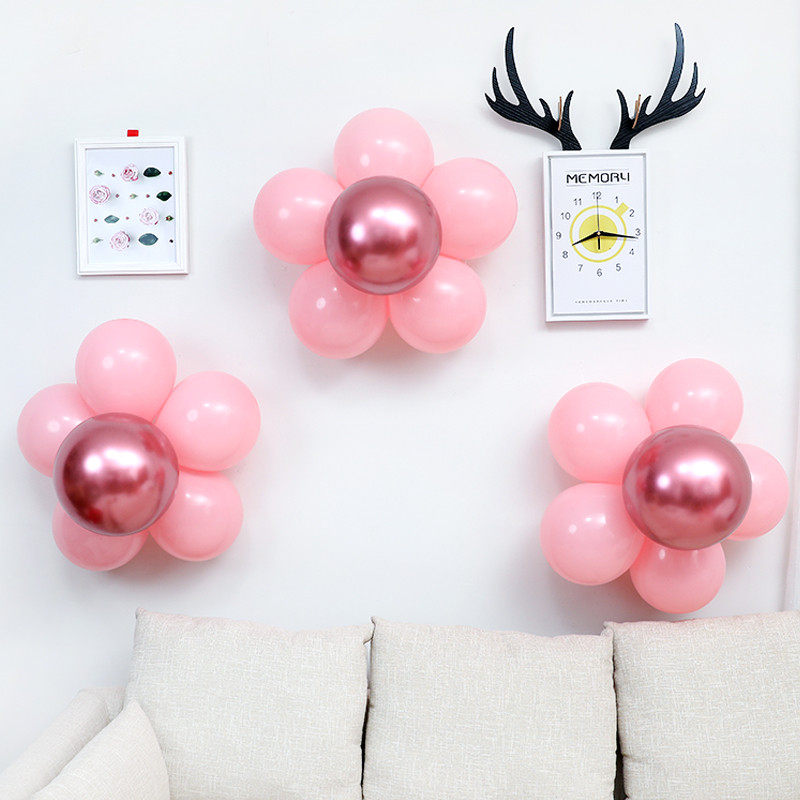 Toshio Five Petal Flower Balloon Decoration Scene Arrangement Thickened Balloon Background Wall Decoration Festival Arrangement Wedding Arrangement