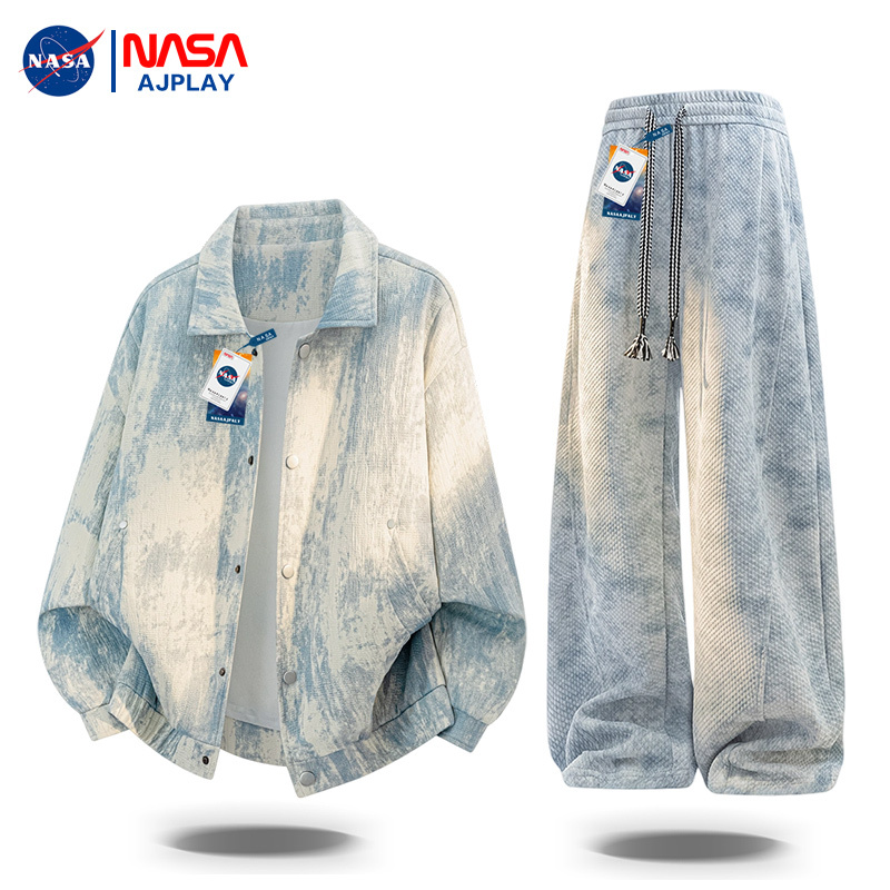 Nasaajplay 2026 Spring and Autumn New Tie-Dye Sports Casual Suit Trendy Brand Youth Men's Two-Piece Set