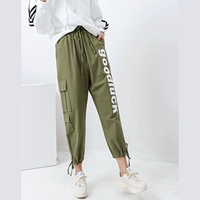 Fire J & 18 Gangfeng overalls nữ mùa thu mới phiên bản Hàn Quốc của quần ống rộng thẳng eo cao 9 điểm quần harem quần harem nữ thu đông