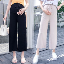 Radiation protection clothing maternity pants summer belly pants thin outer wear wide-leg nine-point pants spring high waist tie pregnant women