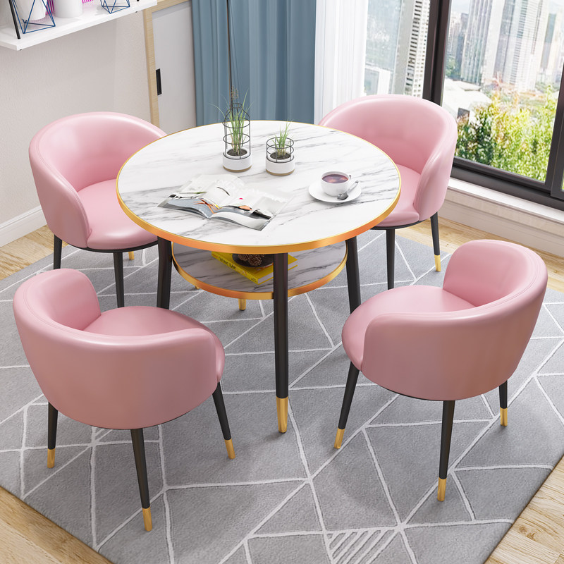 Negotiate table and chair combination light luxury simple modern coffee shop milk tea shop sample house display center leisure reception table and chair