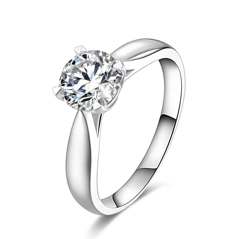 Imported moissanite ring 1 carat classic D color simple four-claw simulation diamond ring 18k white gold engagement ring
