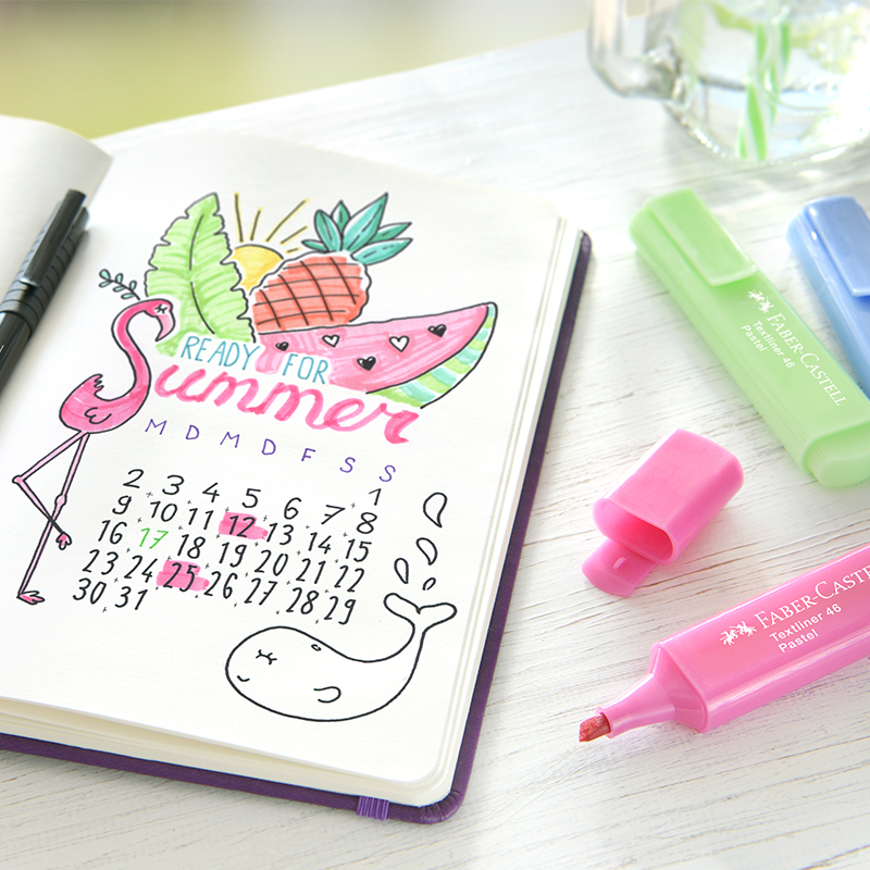 German Faber-Castell Highlighter Macaron color rough stroke key marker pen Light color department office students with markers bright color marker pen Hand account pen Silver color pen