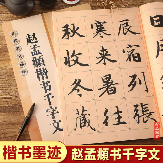 Zhao Mengfu's Thousand-Character Regular Script High-definition Amplified Version Zhao Mengfu Zhao's Regular Script Brush Calligraphy Collection Copybook Large 8cm Character Ink Book Copybook Simplified Chinese Marginal Notes Selected Calligraphy from Past Dynasties Grid 8*8cm