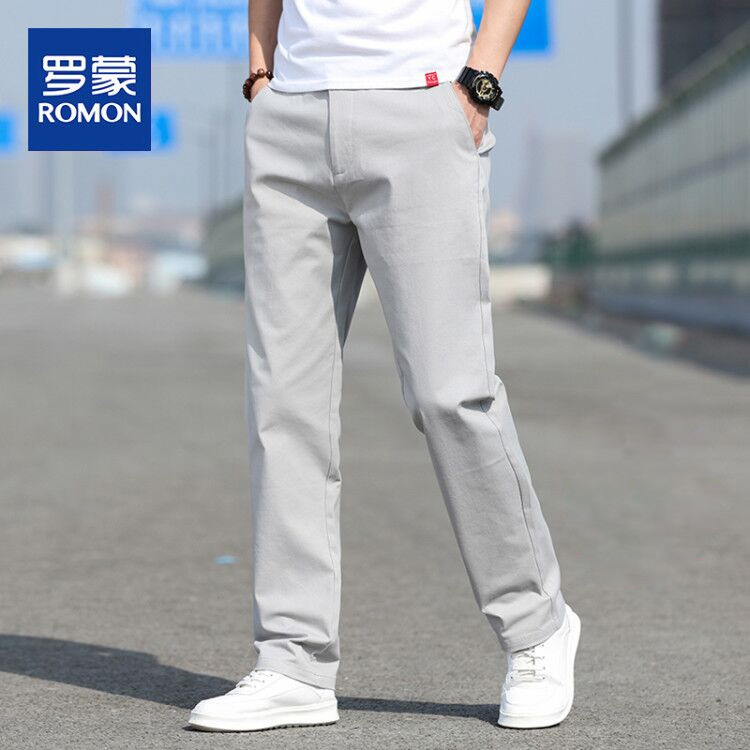 Romon men's casual pants loose straight suit pants men's pants men's pants trousers spring thin trend trousers