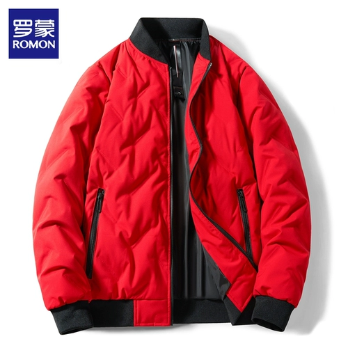 Мужской зимний короткий пуховик, трендовая бейсбольная бархатная мужская куртка, в корейском стиле, утиный пух