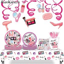 Speed Sale Through Amazon New Makeup Birthday Party Decorations Accessories Creative Beauty Makeup SPA Paper Tray Table Cloth