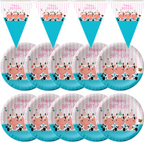 Dairy Cow Themed Party Supplies Decoration Cute Ranch Cows Triangle Flag Cows Paper Tray Cupcakes