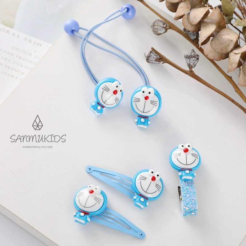Doraemon mèo máy kẹp tóc lưới màu đỏ 2020 mới dễ thương Doraemon đầu dây phụ kiện tóc cho trẻ em Doraemon kẹp tóc nữ - Phụ kiện tóc