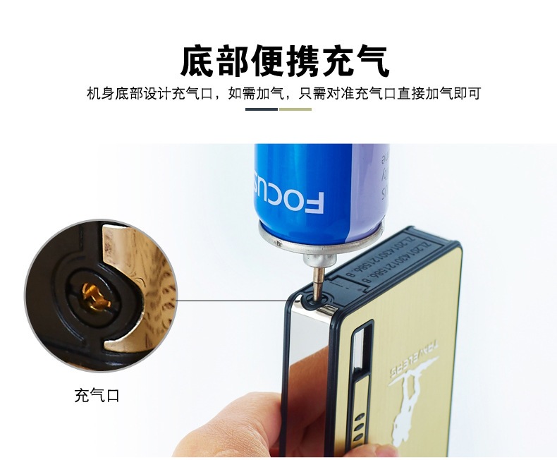 Sáng tạo hộp thuốc lá tự động bom khói nhẹ hơn 10 gậy chống gió di động miễn phí cá nhân tùy chỉnh chữ - Bật lửa bat lua