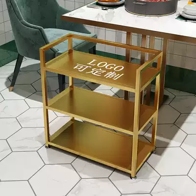 Hot pot shop multi-layer vegetable rack wrought iron vegetable rack Mobile commercial shelf skewer barbecue serving rack