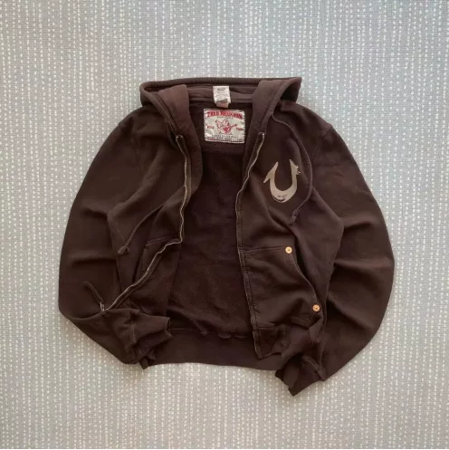 Худи на молнии True Religion, принт на спине, повседневное худи, размеры S–XXXL
