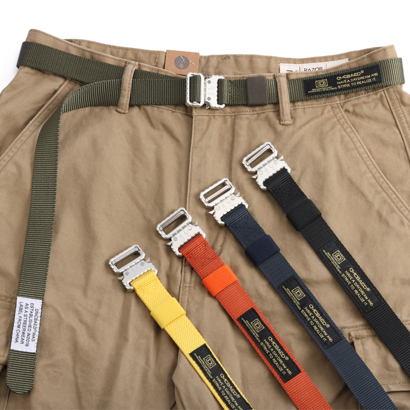 Dmd Cobra Buckle Belt for Men Trendy ins Workwear Pants Belt Japanese Style Nylon Belt with Buckle for Women Waist Strap