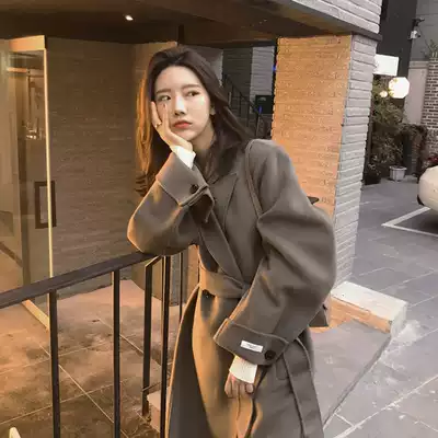 ROUJE POWER double-sided cashmere coat 2021 popular autumn and winter New thick medium-length woolen coat