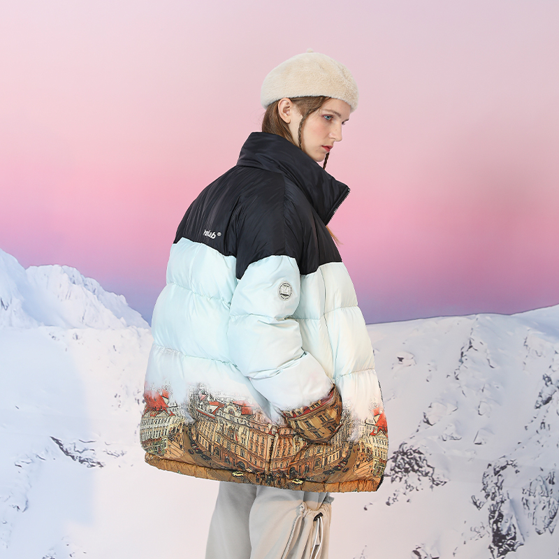 PCMY Ancient Building Down Tide Hand-drawn Hand-painted Graffiti Costume Collection and Relax Leisure Couple