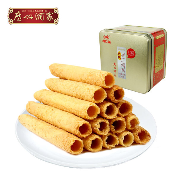 广州酒家 利口福 手工鸡蛋卷 450g罐装  天猫优惠券折后￥38包邮（￥58-20）