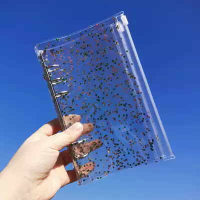 Storage bag Loose-leaf book ins collage star chase transparent zipper book Hand ledger set Cute net red hand ledger