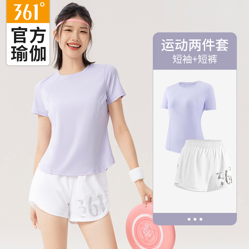 361 Sports Suit Women's Summer Short-Sleeved Shorts Quick-Drying Clothing Badminton Fitness Running High School Entrance Examination Sports Clothing