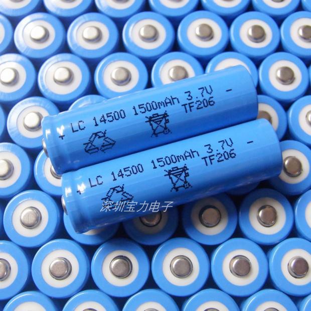 Tip 14500 lithium battery No. 5 lithium battery 3 7V LED flashlight 14500 charged lithium battery