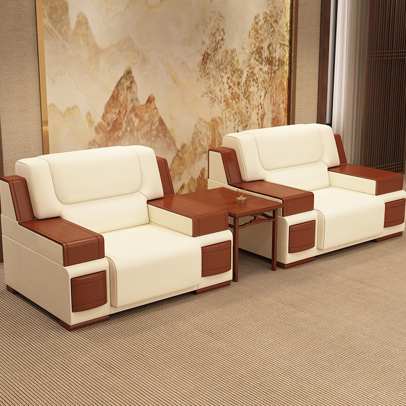 Office conference room sofa modern Chinese style manager's room business negotiation leather fabric engineering single combination suit