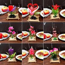 Home small ornaments dining table creative sushi decoration flower plate decoration fake flower sashimi high-end banquet Nordic simulation