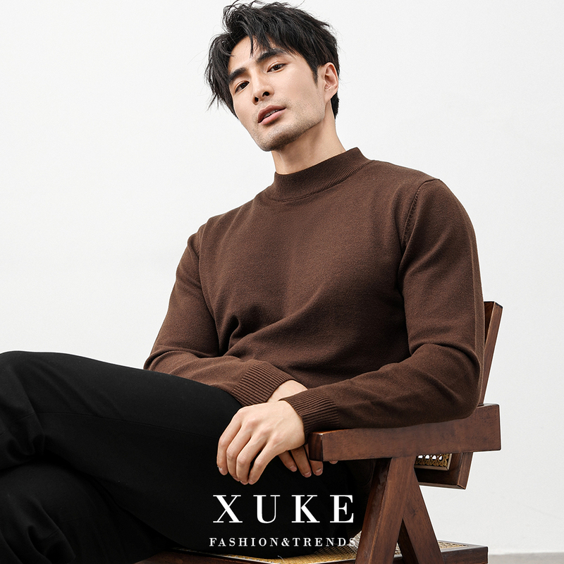 Warm Half-Turtleneck Sweater for Men 2026 Autumn and Winter Mid-Collar Base Layer Fleece Top Slim-Fit Knit Sweater Warm Half-Turtleneck Sweater for Men 2026 Autumn and Winter Mid-Collar Base Layer Fleece Top Slim-Fit Knit Sweater