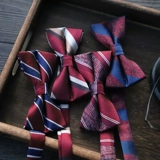 Высококлассная бордовая галстук-бабочка с бантиком, корейская рубашка, подарочная коробка