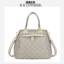 French DRCO womens bag leather Kelly bag 2021 New light luxury atmospheric bucket bag Hand bag crossbody shoulder bag