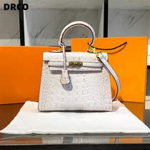 France DRCO bag 2023 new second generation Kelly Platinum Crocodile handbag handbag label shoulder slope bag