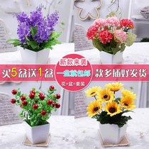 Fake plastic flowers on time simulation plant potted tree living room peach blossom branches indoor green plant decoration red palm